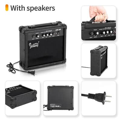 Glarry GP Electric Bass Guitar Sunset w/ 20W Amplifier image 8