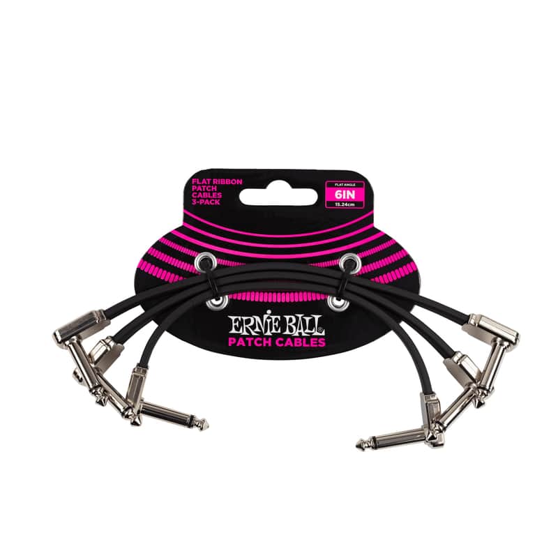 Photos - Instrument Cable Ernie Ball 6 Flat Ribbon Patch Cable 3-Pack - Black Black 