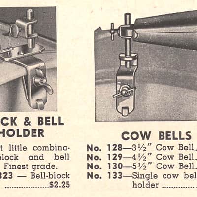 Ludwig WFL Rosewood Wood Block & Cowbell Set with Logo Stamped Nickel Plated Holder - 1940s / INSPECTED & TESTED image 10