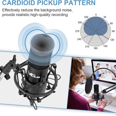 USB Microphone Kit, 192kHz/24Bit Streaming Podcast PC Condenser Computer Mic Set for Gaming, YouTube Video, Recording Music, Voice Over, Studio Mic with Adjustable Arm Stand image 5