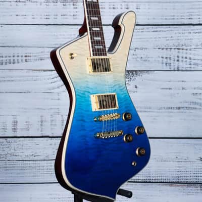 Ibanez IC420FM Iceman Electric Guitar w/Bag | Transparent Blue Gradation image 4
