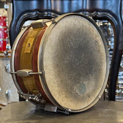 VINTAGE 1940's Joseph Rogers & Sons 6.5x14 Six Lug Snare Drum in Two Tone Mahogany image 4