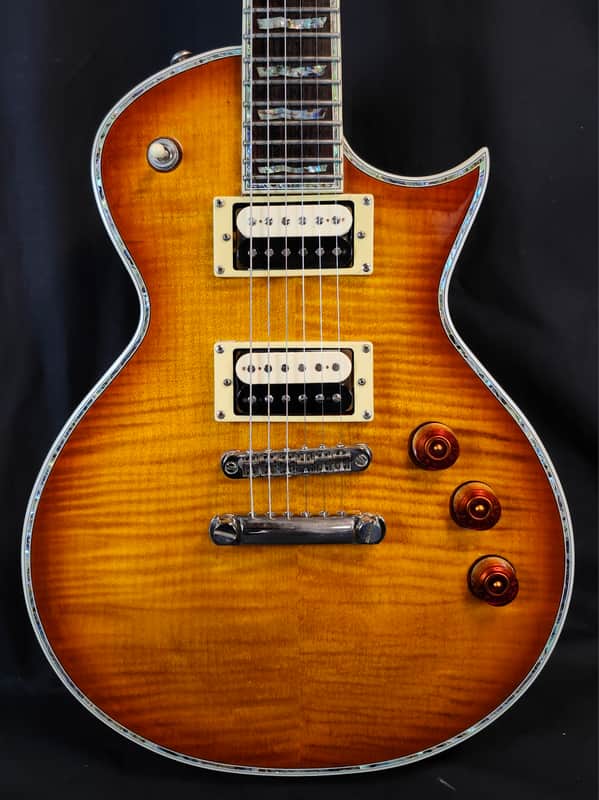 ESP LTD EC-1000FM Deluxe, AA Flame Maple Top, Seymour Duncan Slash APH-2 Set, Amber Sunburst, Korea, w/HSC 2017 image 1