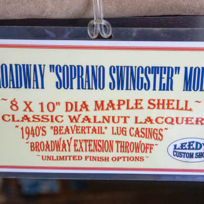 Leedy Leedy Broadway 8x10 "Soprano Swingster" Snare Drum, Relic NOS 2004 - Walnut Gloss image 8