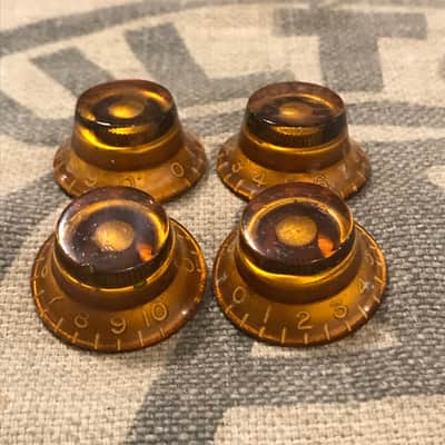 Vintage Gibson 1950's Amber Top Hat Bell-Bonnet Knobs Set of 4 Les Paul Burst image 2