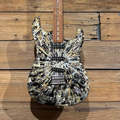 Fender FSR "Splattercaster" Standard Splatter Stratocaster with Rosewood Fretboard 2003 - 2004 - Olympic White, Aztec Gold, and Inca Silver Drop over Black image 2