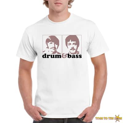 Immagine Beatles Drum and Bass Custom Printed T Shirt White - 3XL - 2
