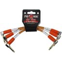 Lifetime Warranty Pig Hog Lil Pigs 6" Patch Cables, 1/4"-1/4" Right Angle Connector, 3 Pk Orange