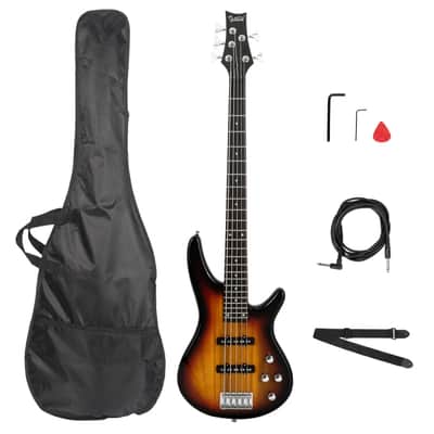 Glarry GIB Electric 5 String Bass Guitar Full Size SS Pick-up Sunset image 2