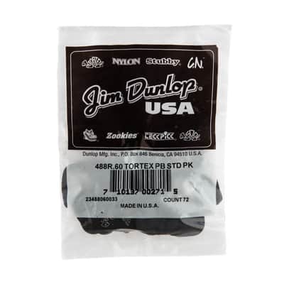 Dunlop 488R.60 Tortex® Pitch Black Standard Guitar Picks 72 Pack image 1