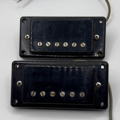 Teisco Humbucker Sized Single Coil Pickup Set ( Flat Poles ) MIJ Japan 1970s - Black image 1