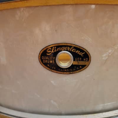 Slingerland 14"(Diameter) x 5.5"(Depth) Snare Drum 1960's - White Marine Pearl image 2