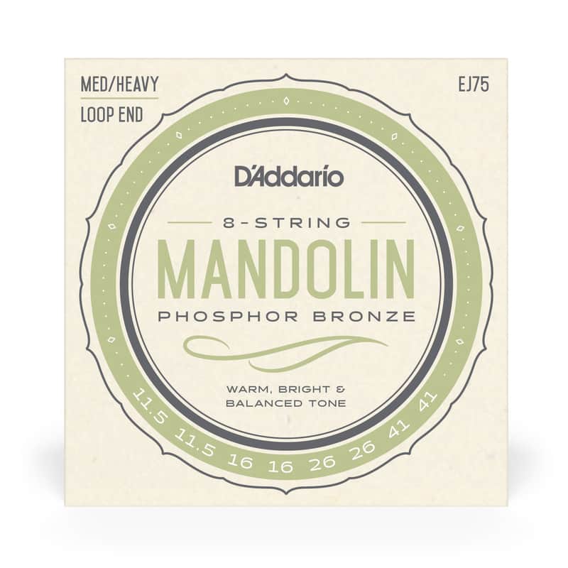 D'Addario EJ75 Mandolin Strings, Phosphor Bronze Wound, Loop End, 11.5-41 Medium-Heavy image 1