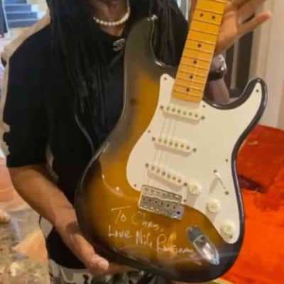 Fender 50s Reissue Stratocaster Signed by Nile Rodgers THE HITMAKER 1983 - Sunburst image 3