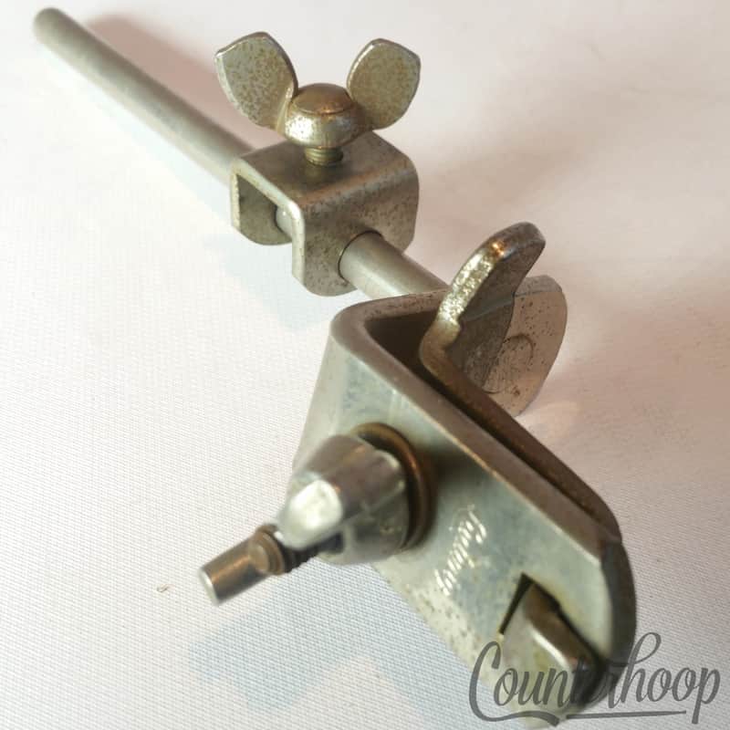 Ludwig Cowbell Mount Rod+Clamp Clamp-On Bass Drum Hoop Nickel Script USA 50s-60s - Excellent / 6.95/24.95 image 1