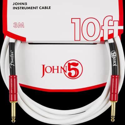 Fender John 5 10' Instrument/Guitar Cable White & Red - 099-0810-209