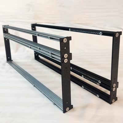 4U (3U+1U) 56HP Eurorack Rails Kit with Brackets & M3 nuts (Black / Silver) image 3