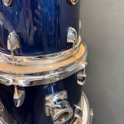 Vintage Ludwig Pinnacle Drum Kit 5pc Set Dark Blue Rack Floor Toms Snare Kick image 7