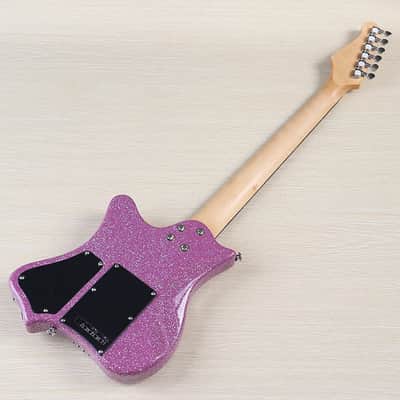 Custom Sparkle Purple HH Electric Guitar, Basswood Body, Maple Neck image 5