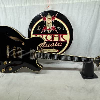 Yamaha Super Axe SA-2100 SA2100 Semi-Hollowbody Guitar with Epiphone Case - MIJ Made In Japan - Black image 2