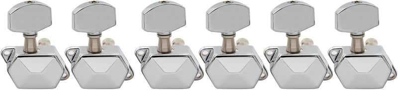 6 in line Semi Sealed Electric Guitar Machine Heads Tuning Pegs Keys Tuners Set for Fender Stratocaster Telecaster Guitar Replacement Right Hand, Chrome image 1