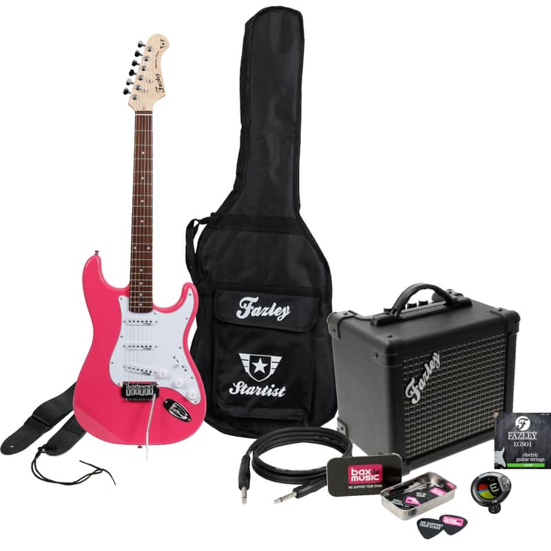 Fazley Startist Basic ST118 Candy Pink pack débutant guitare électrique rose avec ampli image 1