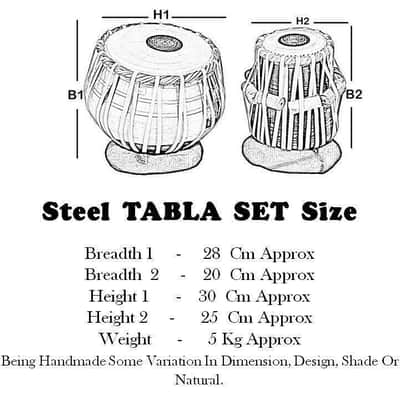 Hamdmade Steel Tabla Bayan Finest Dayan with Hammer Cushions With Bag, Cushion, Hammer2022 image 5