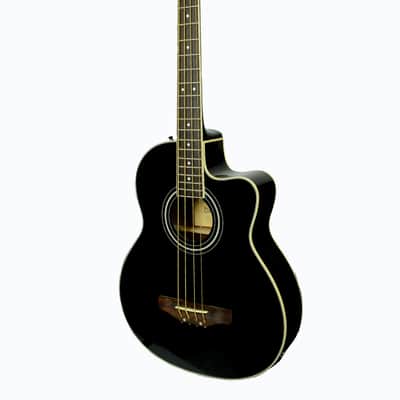 De Rosa GAB47-BK Spruce Top Cutaway 4-String Acoustic-Electric Bass Guitar w/Gig Bag, Cable & Picks image 3