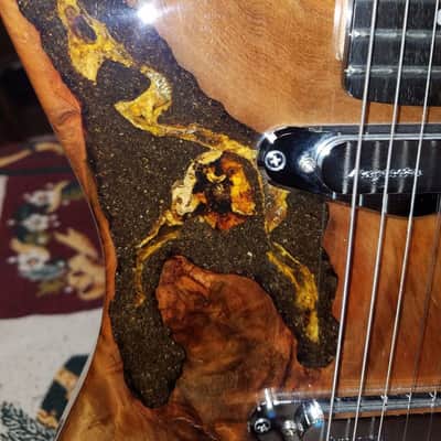 RARE Langcaster Swamp Kauri Wood Custom Electric Guitar by Joh Lang w/ Prehistoric Bird in Wood image 6