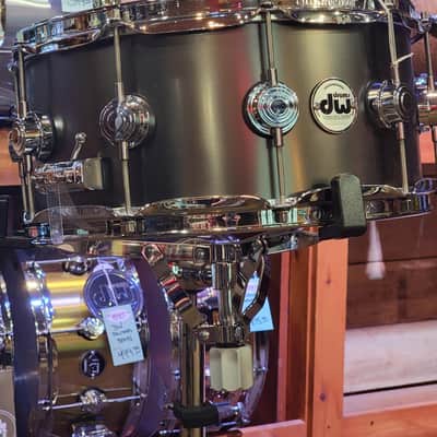 DW Collector's Series Metal Snare Drum - 6.5 x 14-inch - Satin Black Over Brass image 2