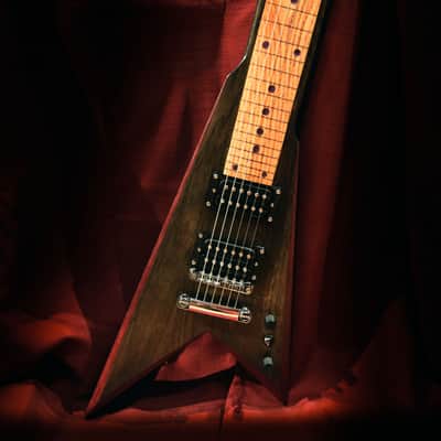 HandMade Lap Steel Guitar - Black / Brown Stain - Red Bevels - Satin Relic Finish - USA Made image 5