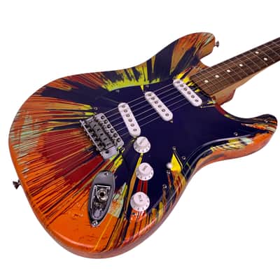 Fender FSR Splattercaster Standard Stratocaster 2003 Violet, Graffiti Yellow, Dakota Red, and Orange Drop over Surf Green W/HSC (Used) image 7