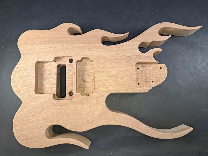 Unfinished Mahogany Hxx Jem Guitar Body - Flame, Trem Fits RG Necks J2518 image 1