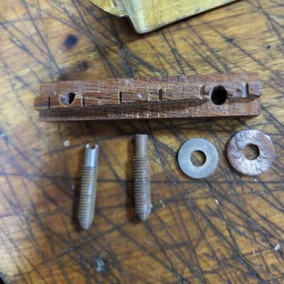 Vintage RARE 1964 Kay Airline Vanguard Gold Bridge Cover Bridge with Studs Tailpiece with Installation Screws Luthier Parts image 5