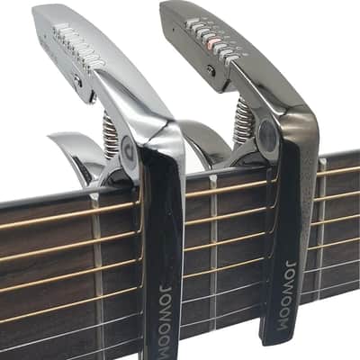 Personality Advanced Capo-Tuner 2-in-1 for Acoustic Guitar with USB Rechargeable Battery/LED Edge Lighting Display Guitar Capo Universal Accessories (Capo-Tuner 2-in-1 Black) image 1