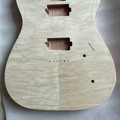 Unfinished Mahogany Guitar HH Telecaster Tele Style Body with Quilted Maple Top image 1