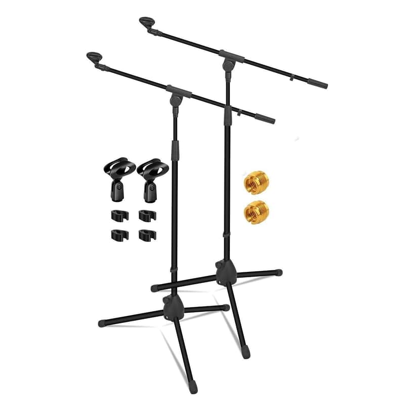5 Core Mic Stand Floor Pair Universal 72" Height Adjustable Tripod Microphone Stands w Boom Arm image 1