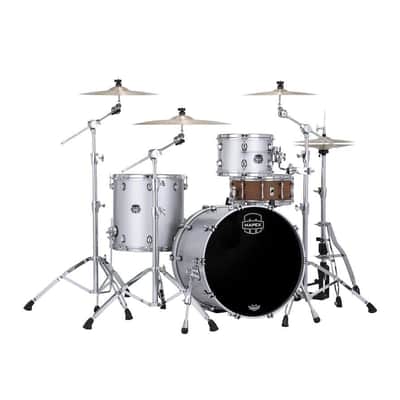 Mapex Saturn Evolution Hybrid Organic Rock 3 Pc Drum Set w/o Snare 22/12/16 Iridium Silver image 2