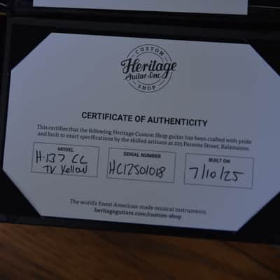 Heritage Custom Core H-137, 2025, Lightweight, OHSC & paperwork, TV Yellow image 3