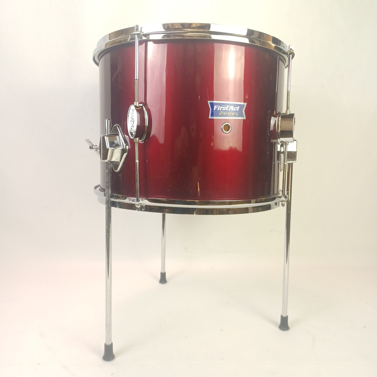 First Act Discovery 10x13"Floor Tom Drum 3x Legs+Mounts Burgundy Red Wrap 4-Lug — main photograph
