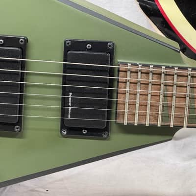 Jackson X Series RRX24 rrx 24 Randy Rhoads Flying V Guitar with Reverse Inlays + Reverse Headstock 2022 - Matte Army Drab with Black Bevels image 3