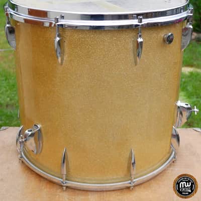 Sonor Teardrop Floortom Floor tom 18" x 16" 3-ply Gold Sparkle Vintage ULTRA RARE image 7
