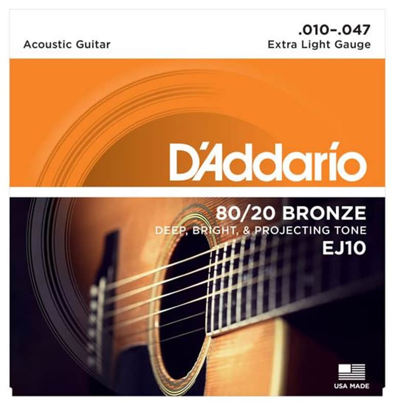 D'Addario EJ10 80/20 Bronze Extra Light Acoustic Guitar Strings .010-.047 image 1