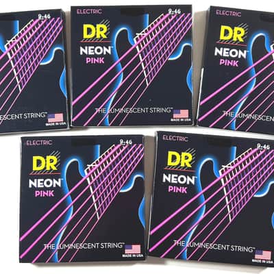 DR Strings Guitar Strings 5-Sets!  Electric Neon Pink 09-46 Light and Heavy image 1