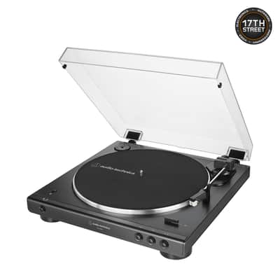 Audio-Technica AT-LP60XBT Fully Automatic Bluetooth Belt-Drive Stereo Turntable (Black) with 45 rpm Adapter, 4 Inch Bookshelf Speakers (Pair) and Waith Record Cleaning Kit (Essential Bundle Set) image 6