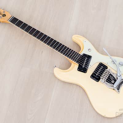 1990s Mosrite Ventures Model 3/4 Size Custom, White w/ Vibramute, Japan Kurokumo image 12