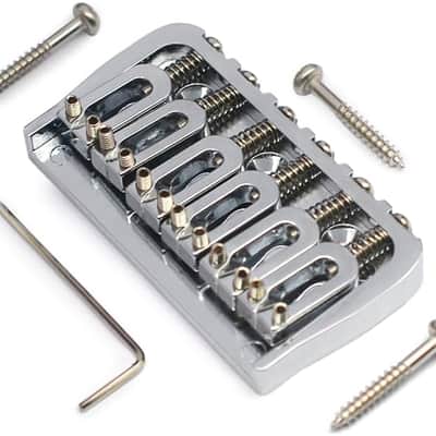 6 String Guitar Fixed Bridge 72.8x38MM-10.6– Metal Hardtail Bridges Replacement Part for Electric Guitar (Chrome, 72.8mm) image 1