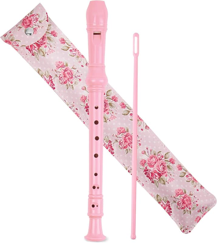 Recorder Instrument for Beginner Adults,8-Hole Soprano Descant Recorder Music Flute with with Cleaning Rod & Leather Case For Home Entertainment(2-Pink Rose) image 1