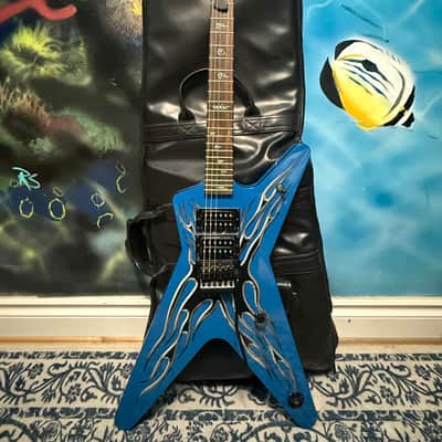 Dean Buddy Blaze ML Dimebag limited edition 1 of 300 2008 - Blue with Chrome Flame Design image 1