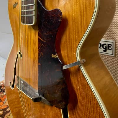 Vintage 1959 Hofner President Natural Blonde Acoustic Guitar Figured Maple Back image 5